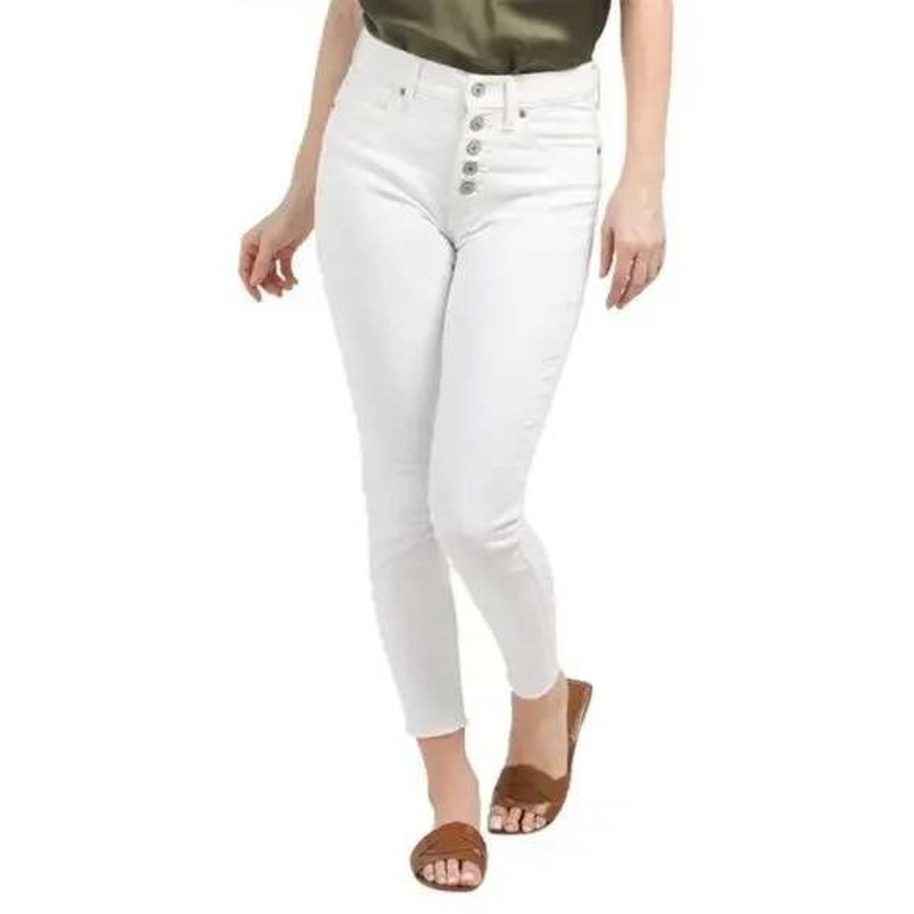Lucky Brand Jeans Bridgette High Rise Skinny White Button Fly Size 0 25 Ankle